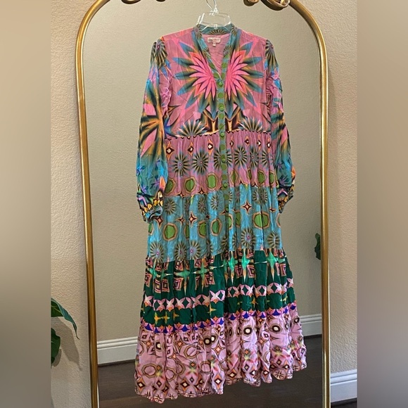 Siddhartha Bansal Mixed Print Button Front Maxi Dress Size SP - Picture 6 of 16